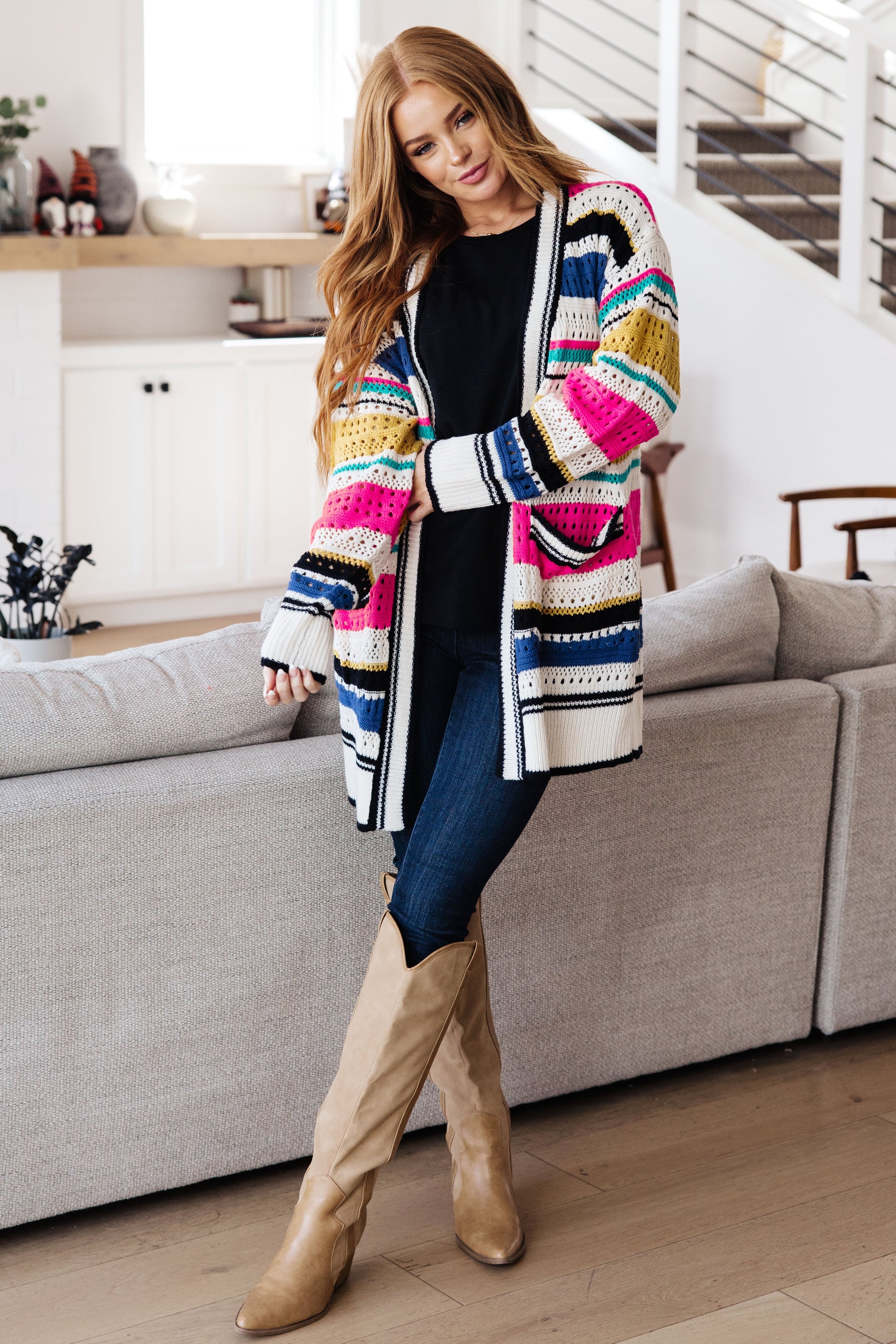 Felt Cute Striped Cardigan - Dahlia Boutique