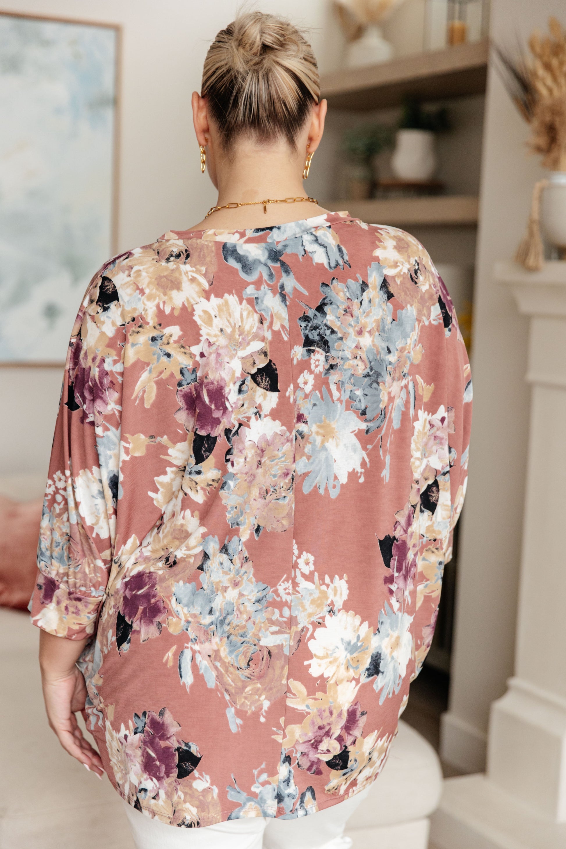 Float On Floral Top in Marsala - Dahlia Boutique