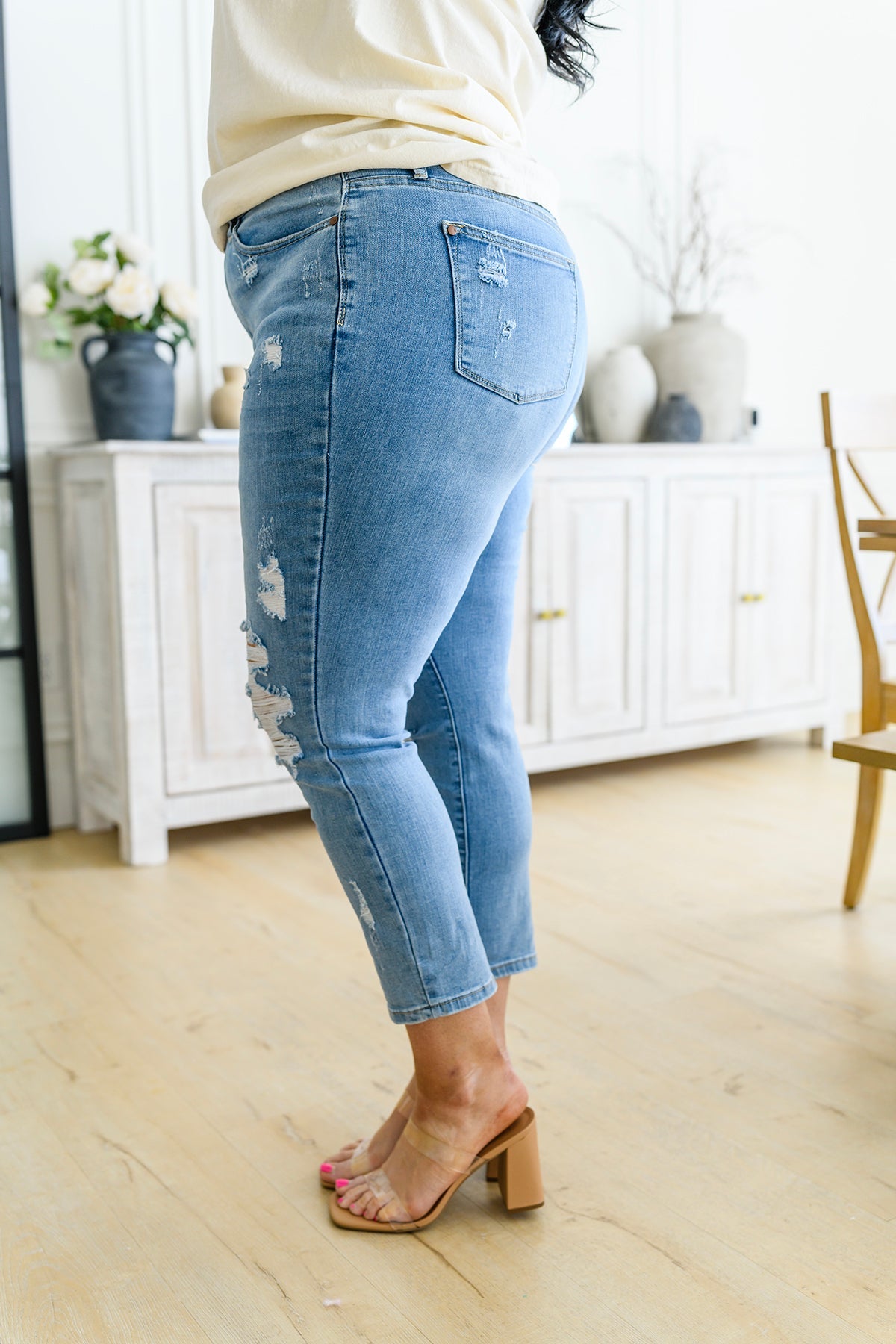 Florence High Waist Destroyed Boyfriend Jeans - Dahlia Boutique