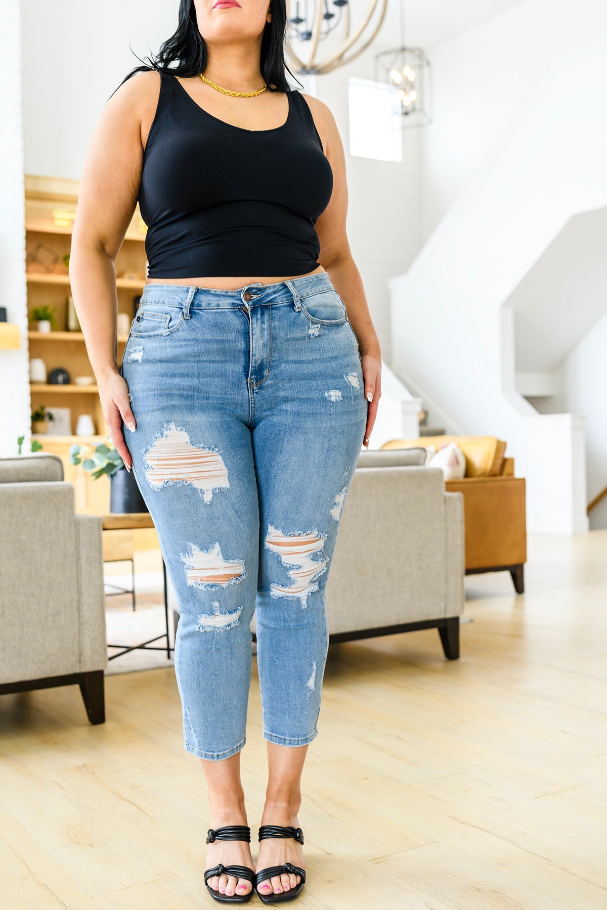 Florence High Waist Destroyed Boyfriend Jeans - Dahlia Boutique