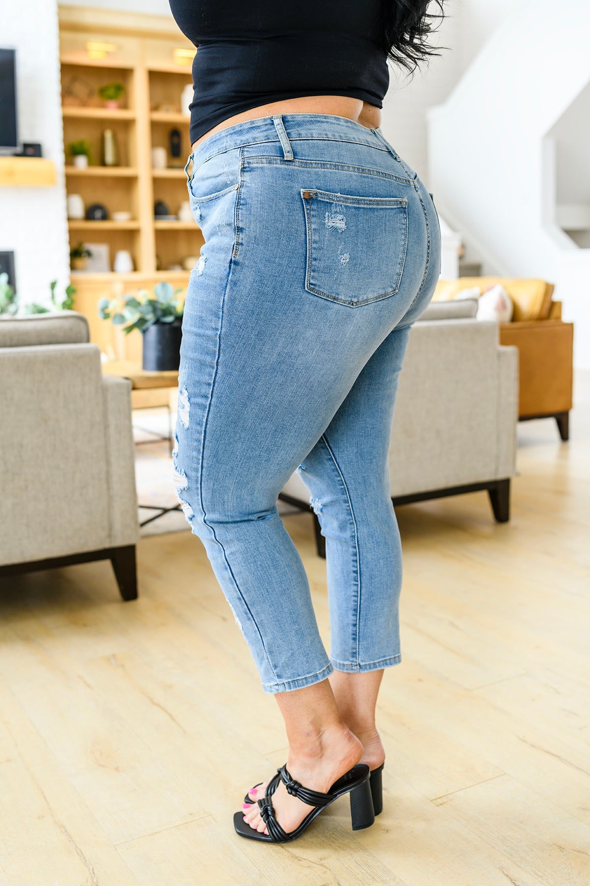 Florence High Waist Destroyed Boyfriend Jeans - Dahlia Boutique