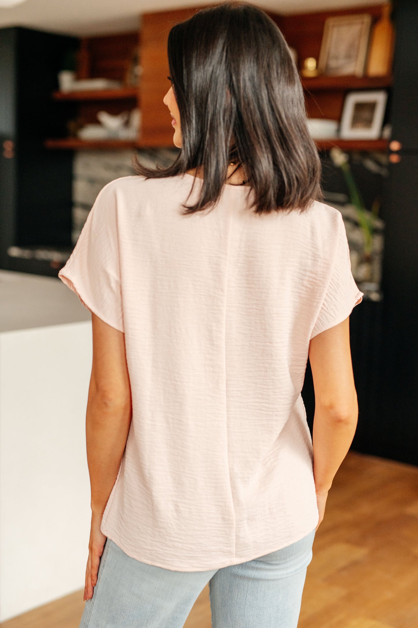 Frequently Asked Questions V-Neck Top in Blush - Dahlia Boutique