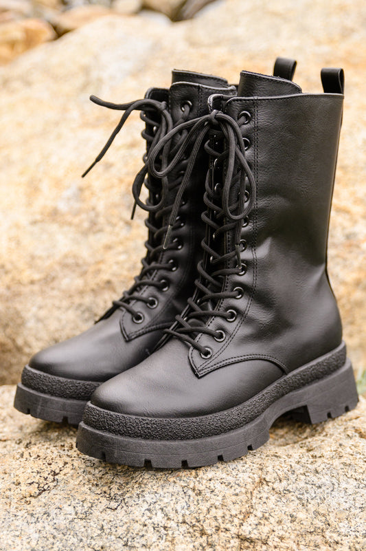 Fresh Feels Combat Boots In Black - Dahlia Boutique