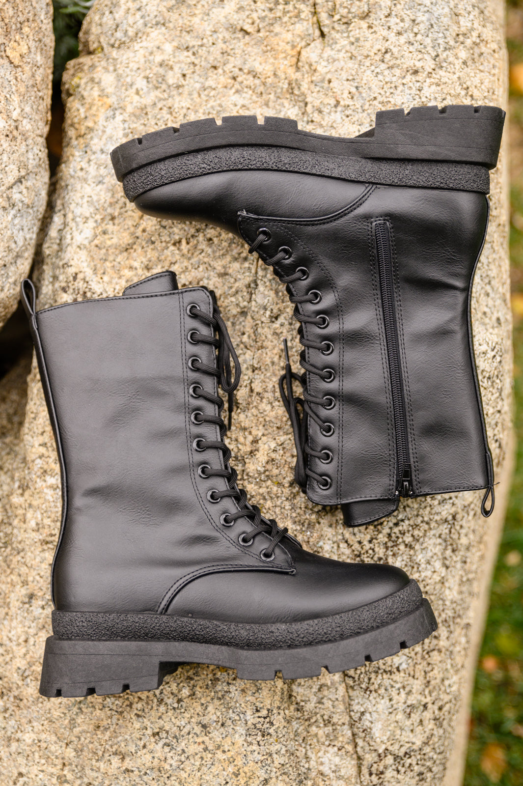 Fresh Feels Combat Boots In Black - Dahlia Boutique