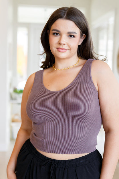 Fundamentals Ribbed Seamless Reversible Tank in Brown - Dahlia Boutique