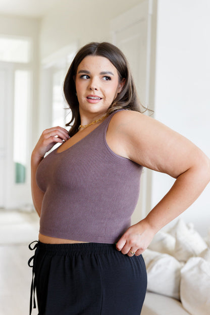 Fundamentals Ribbed Seamless Reversible Tank in Brown - Dahlia Boutique