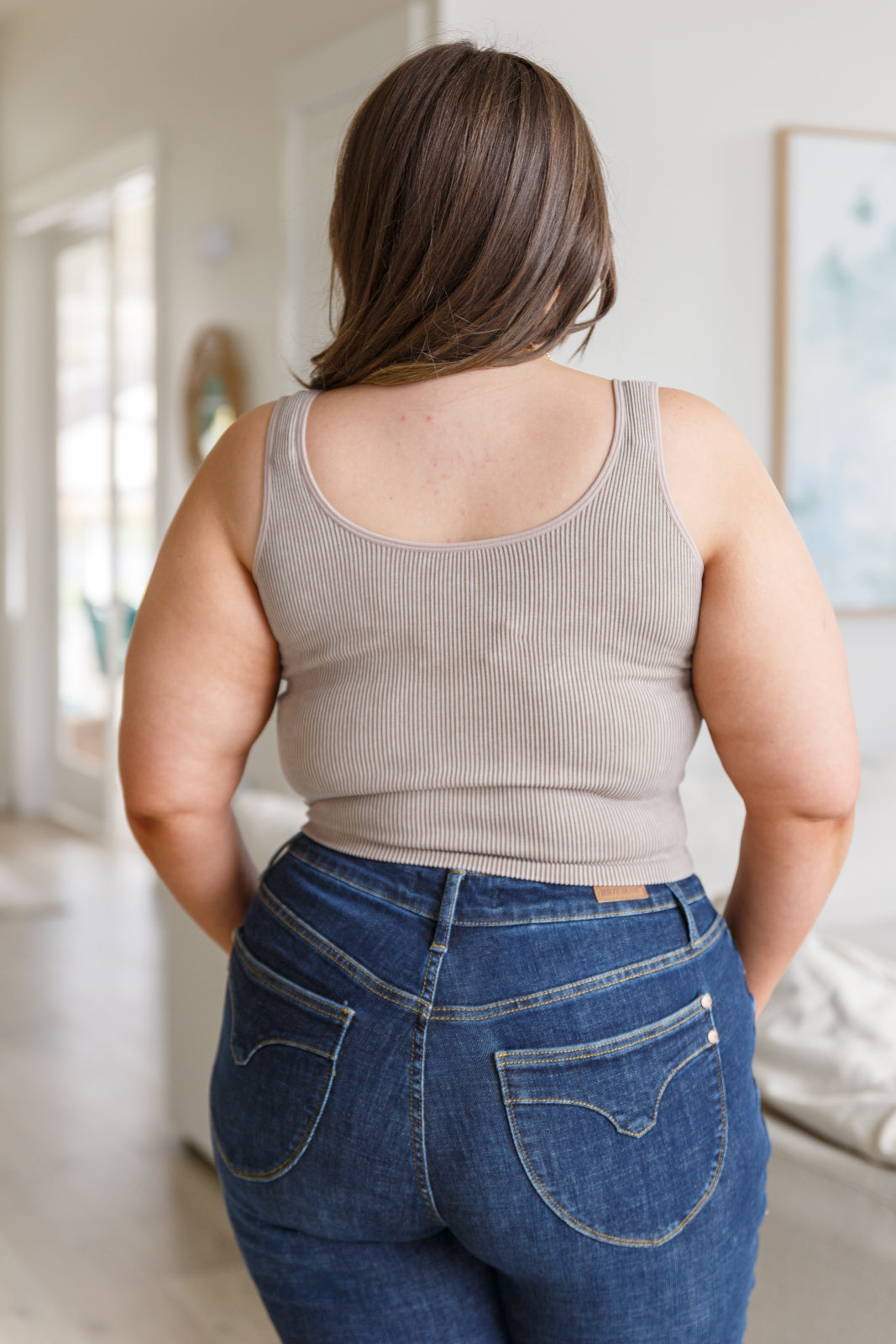 Fundamentals Ribbed Seamless Reversible Tank in Light Mocha - Dahlia Boutique