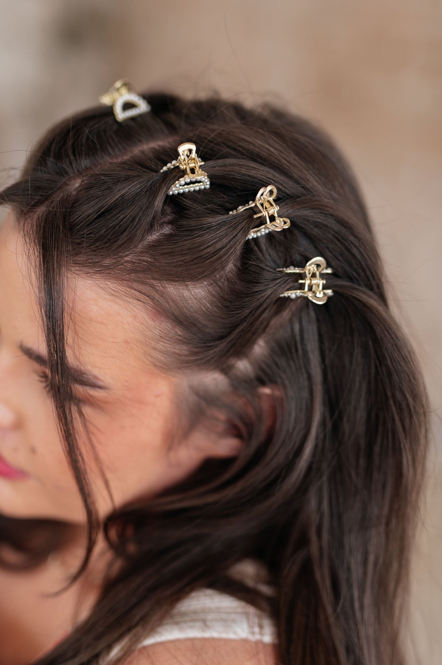 Gold & Pearl Mini Hair Clips Set of Three - Dahlia Boutique