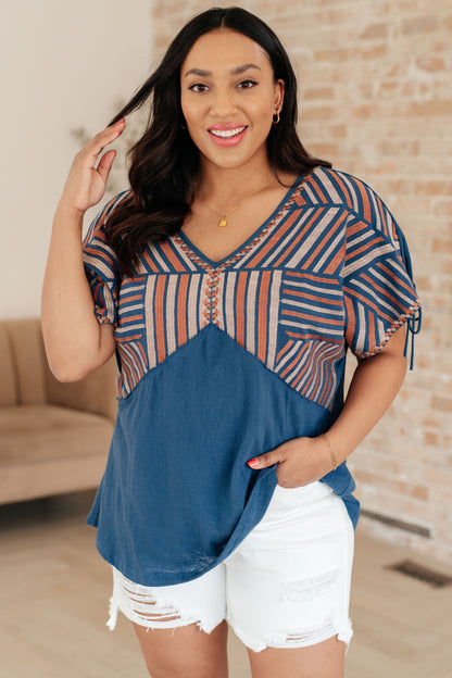 Greece Lightning V-Neck Blouse - Dahlia Boutique