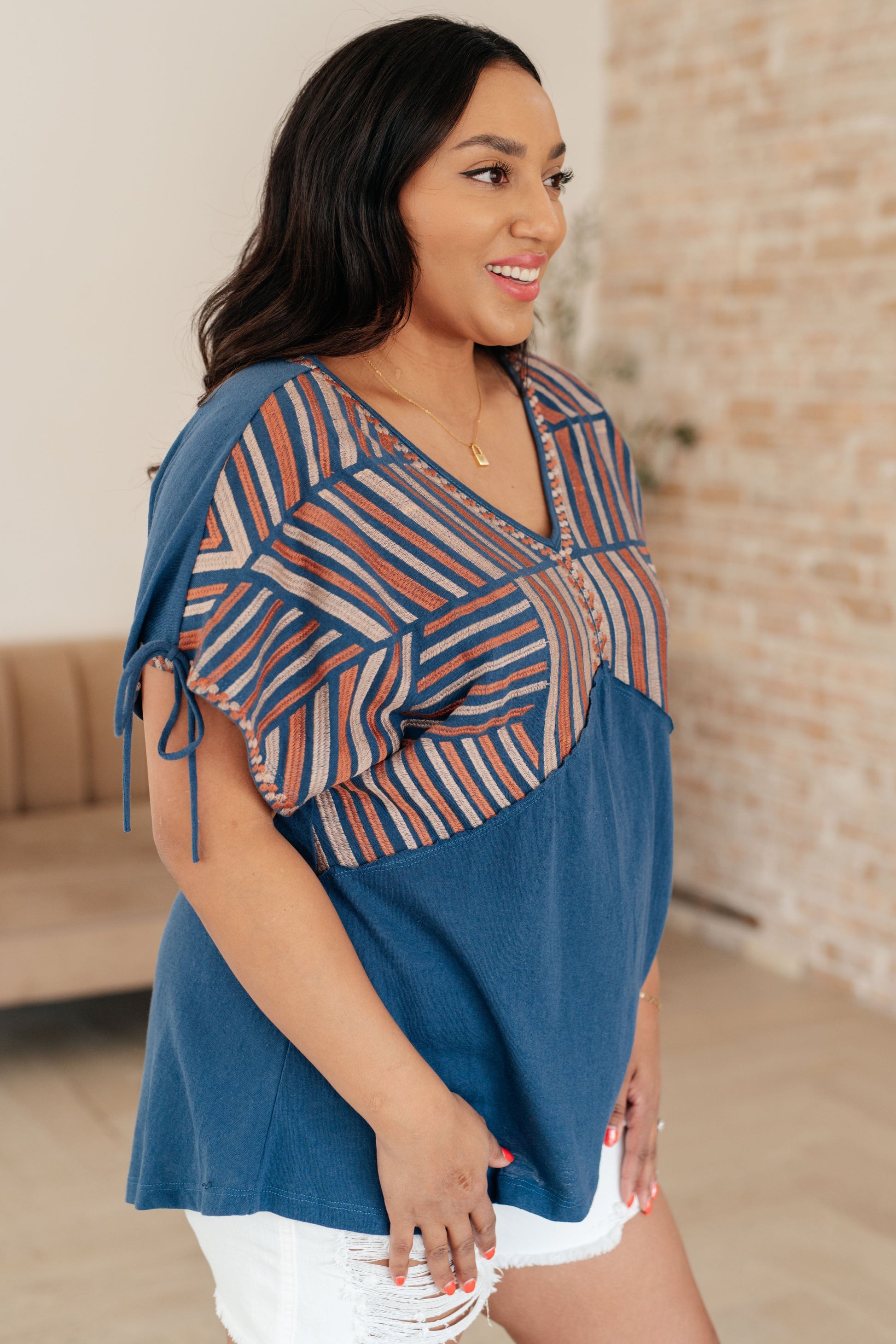 Greece Lightning V-Neck Blouse - Dahlia Boutique