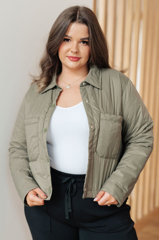 Hear Me Out Lightweight Puffer Jacket in Olive - Dahlia Boutique