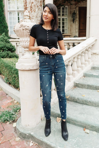 High Rise Starlight Skinnies - Dahlia Boutique