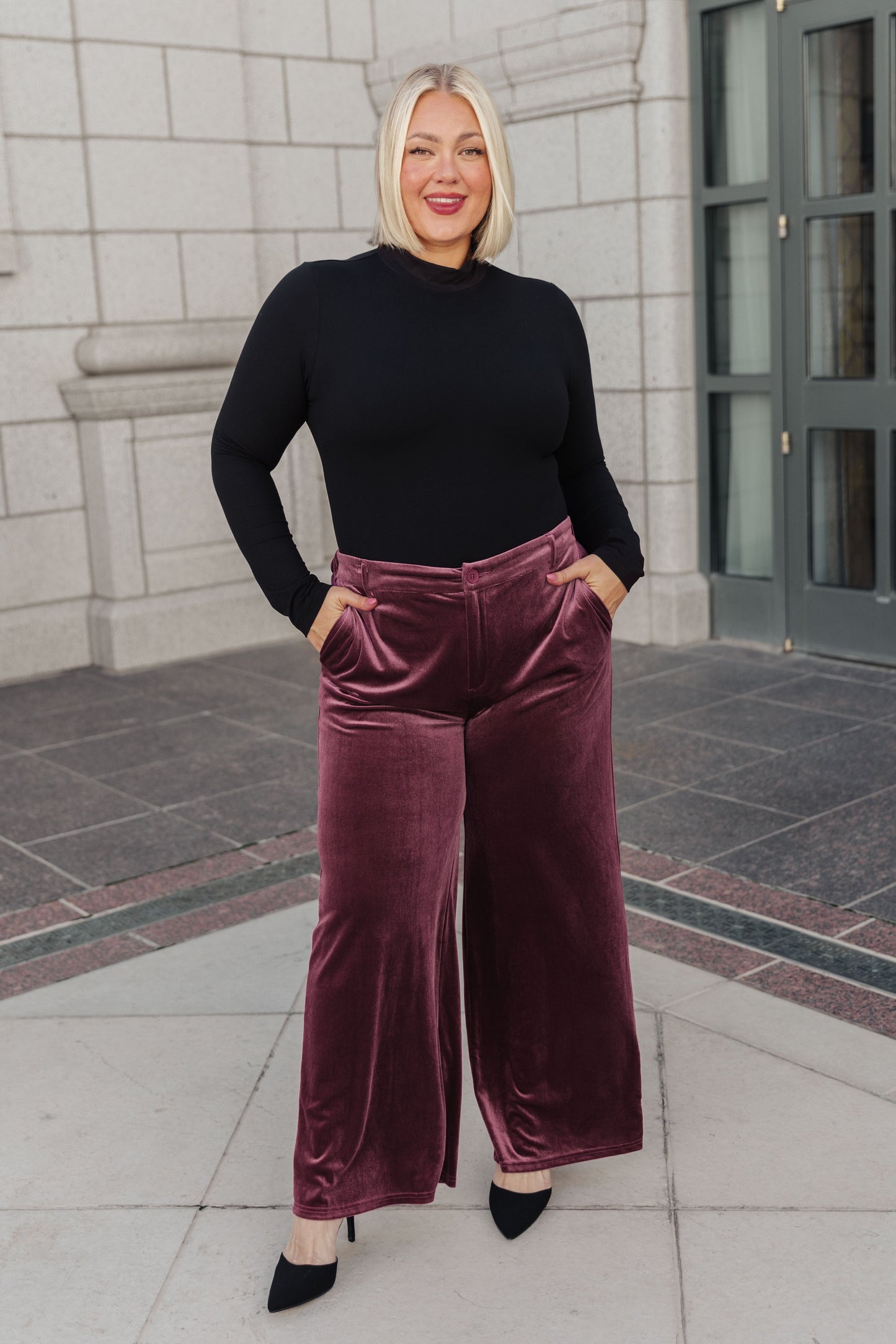 High Society Velvet Wide Leg Trousers - Dahlia Boutique