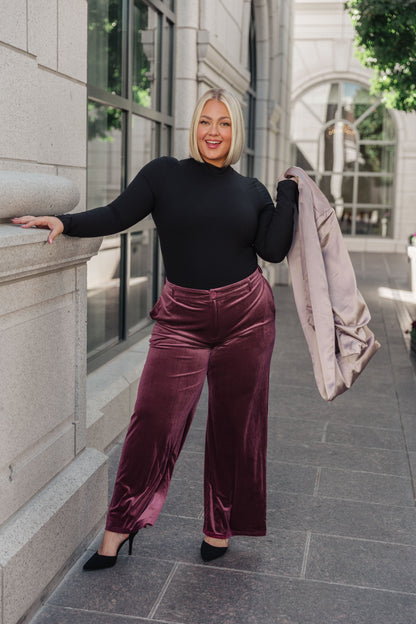 High Society Velvet Wide Leg Trousers - Dahlia Boutique