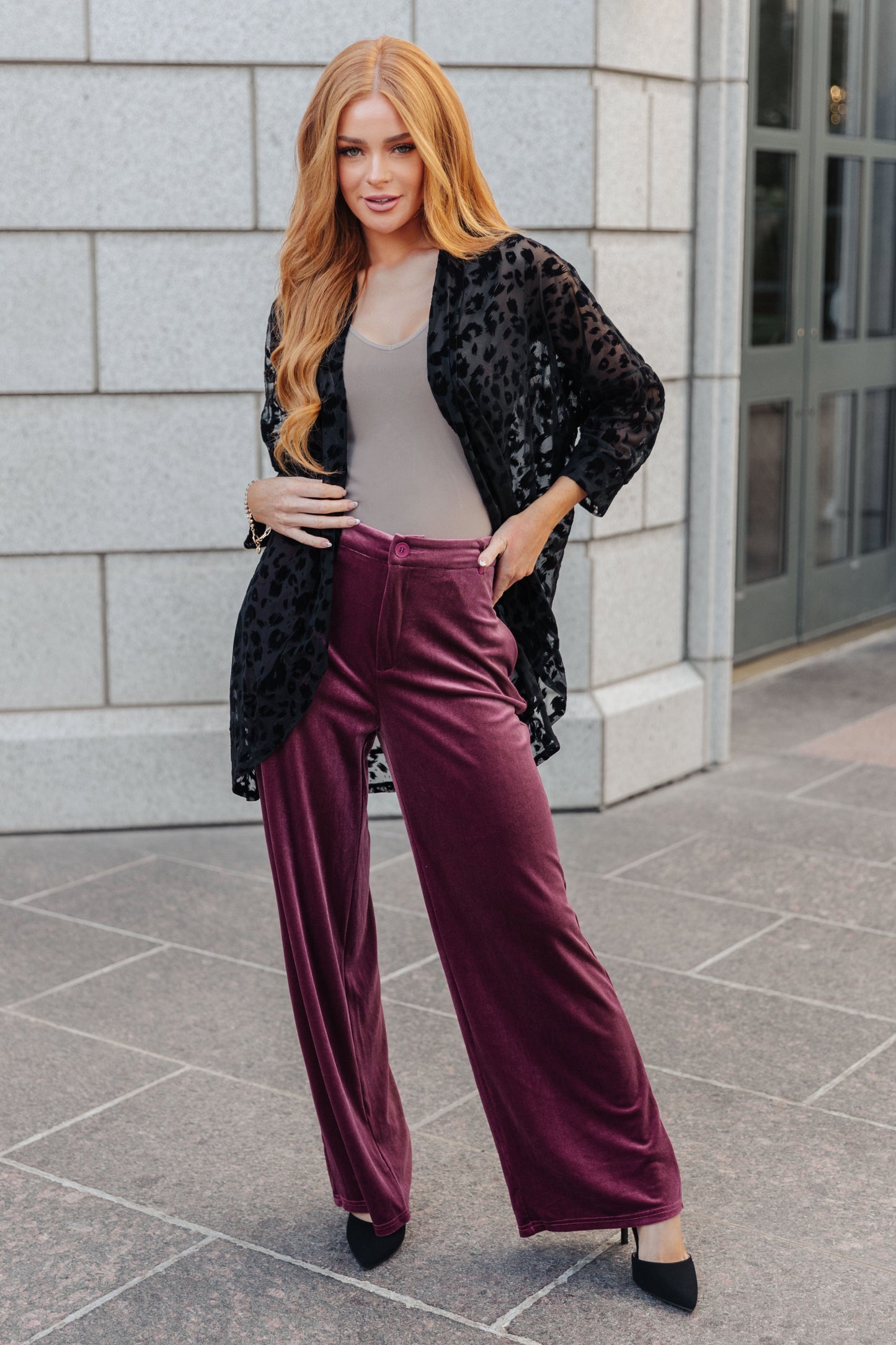 High Society Velvet Wide Leg Trousers - Dahlia Boutique