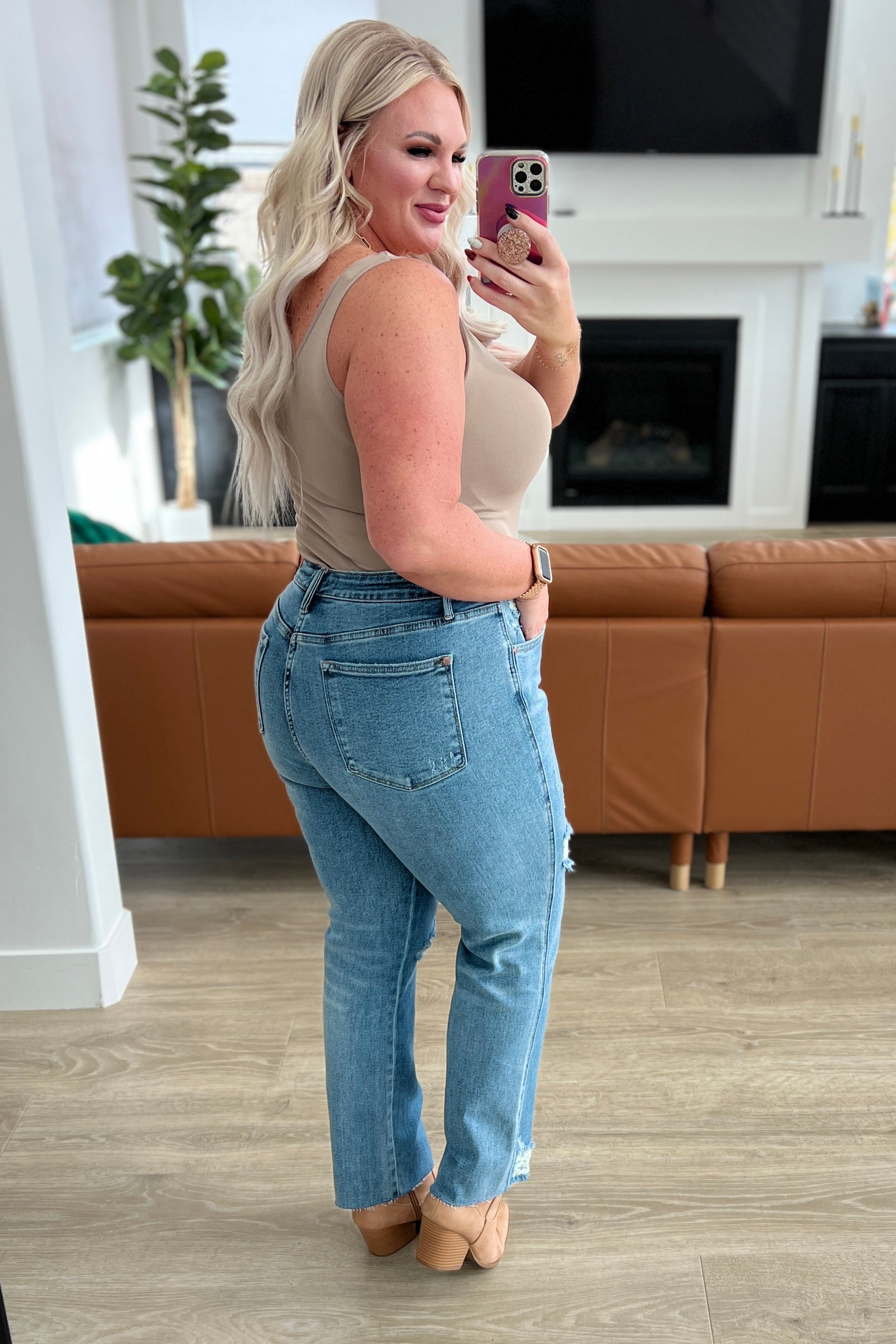 Nora High Rise Rigid Magic Destroy Slim Straight Jeans - Dahlia Boutique