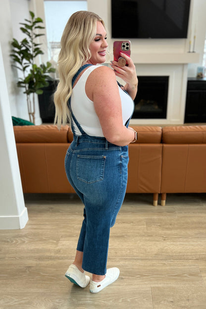 Priscilla High Rise Crop Wide Leg Denim Overalls - Dahlia Boutique