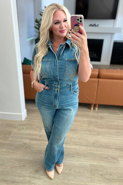 Sylvia Short Sleeve Denim Jumpsuit - Dahlia Boutique