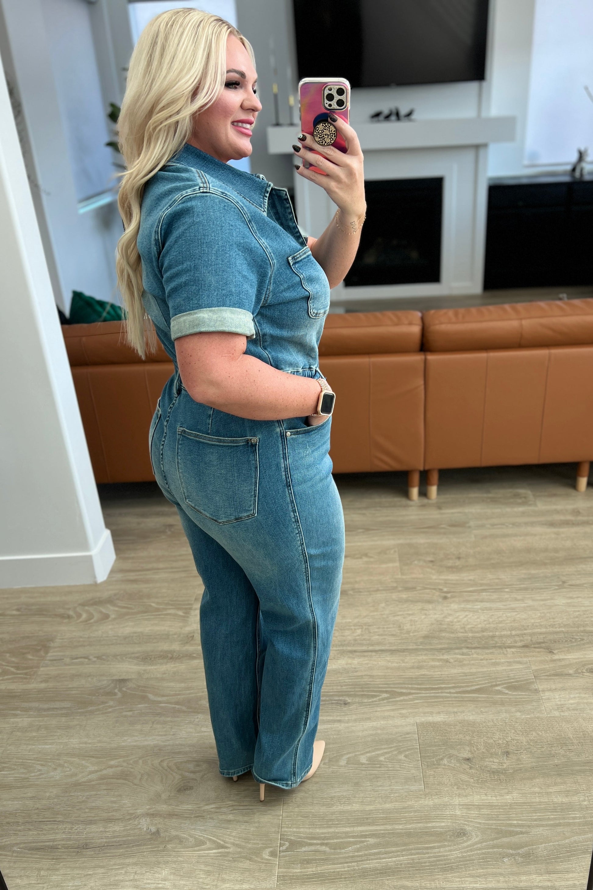 Sylvia Short Sleeve Denim Jumpsuit - Dahlia Boutique