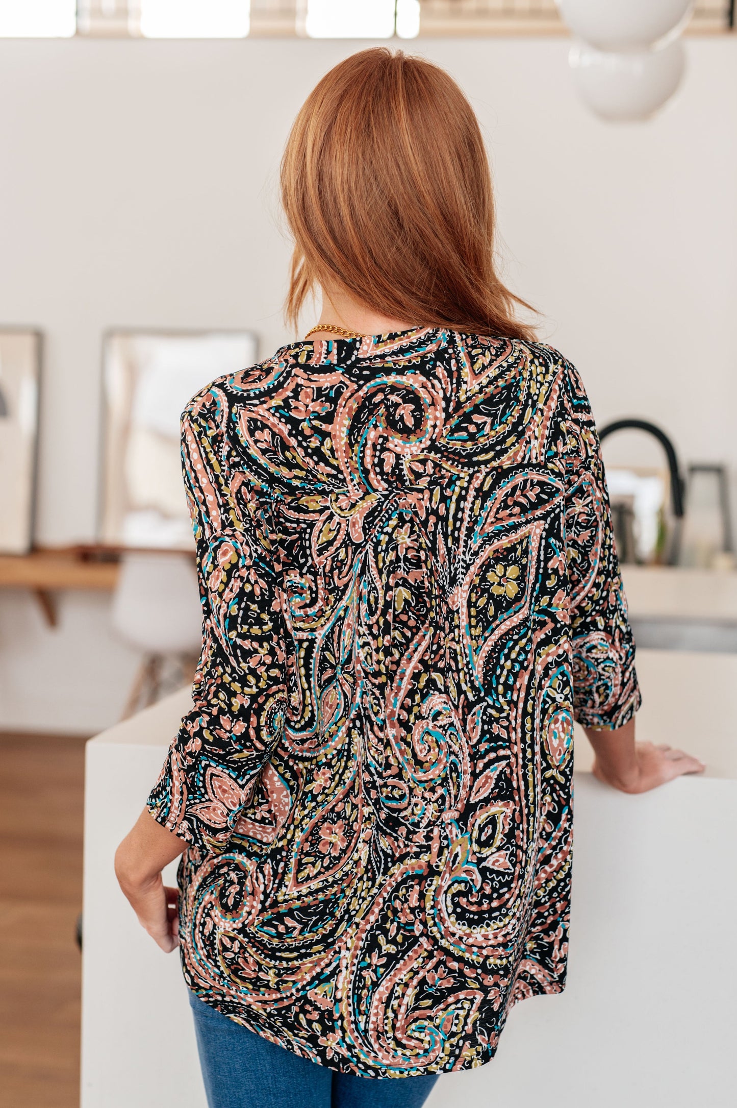 I Think Different Top Teal Paisley - Dahlia Boutique