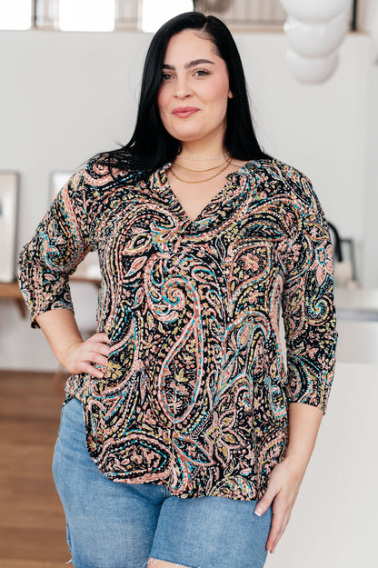 I Think Different Top Teal Paisley - Dahlia Boutique