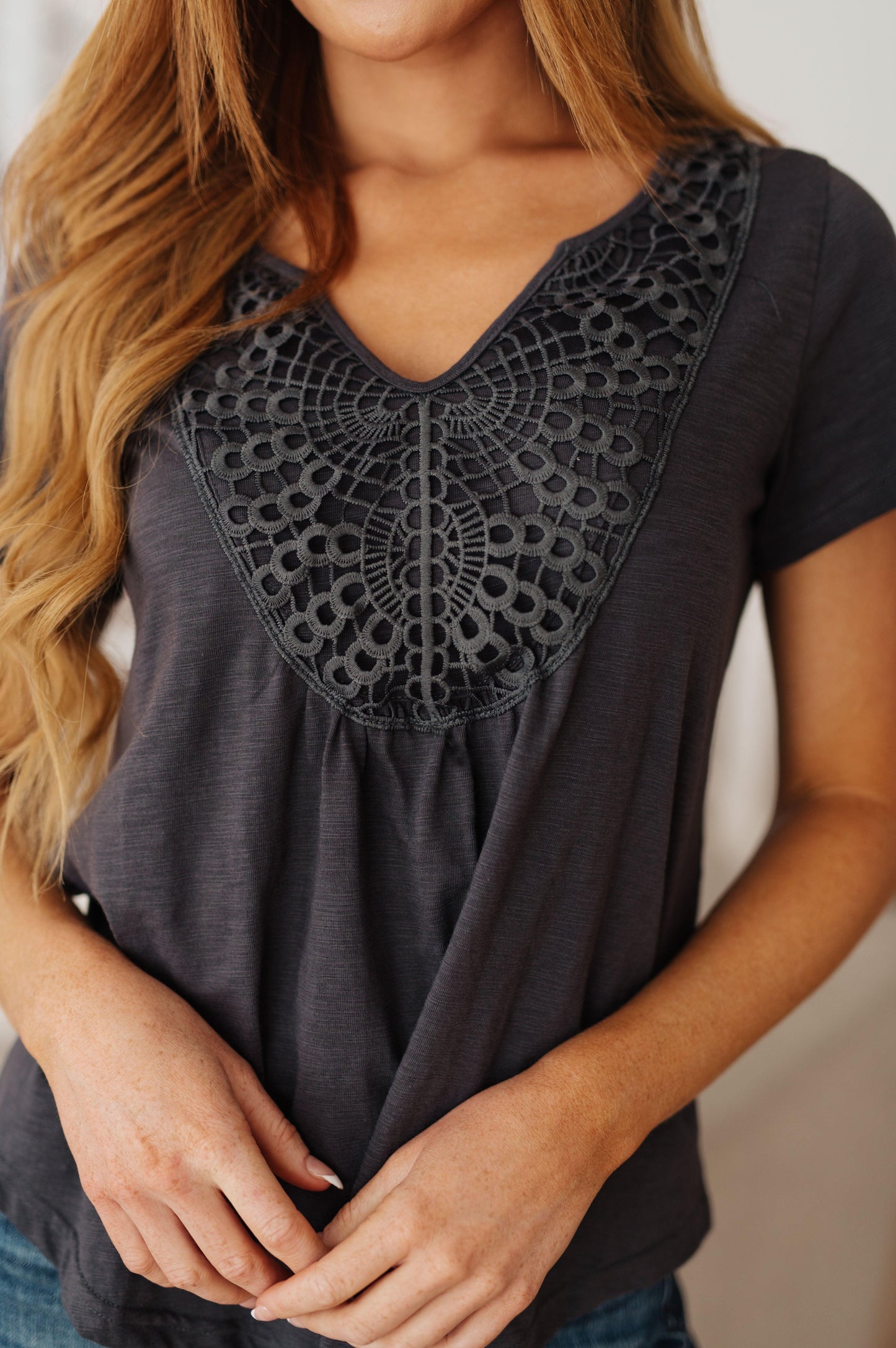 In the Detail Crocheted Accent Top - Dahlia Boutique