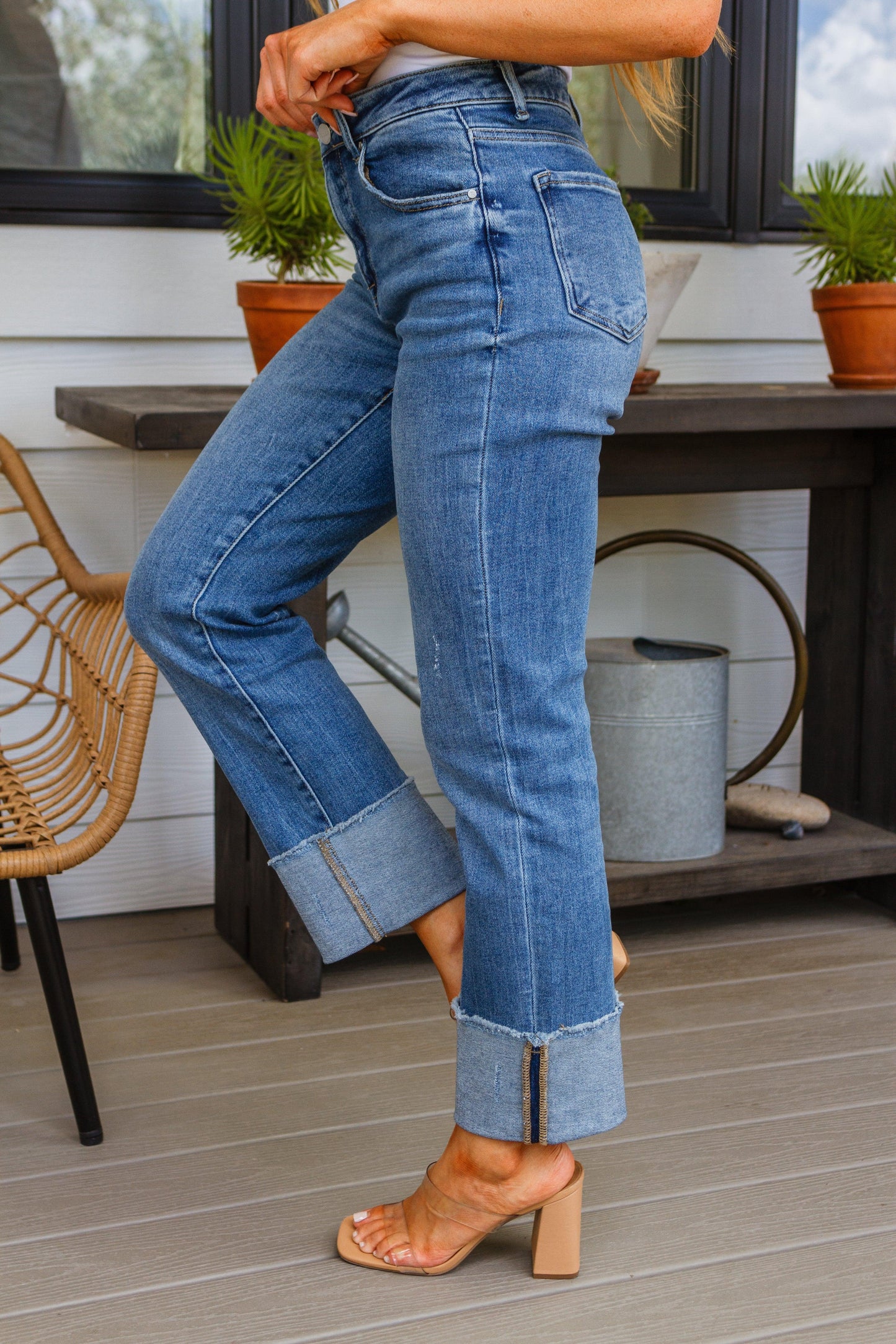 Jones High Rise Cuffed Straight Jeans - Dahlia Boutique