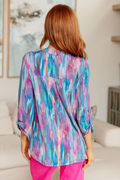 Little Lovely Blouse in Blue Multi - Dahlia Boutique