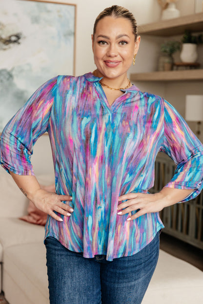 Little Lovely Blouse in Blue Multi - Dahlia Boutique