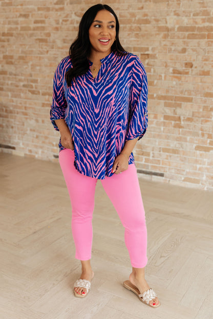 Lizzy Top in Blue Zebra - Dahlia Boutique