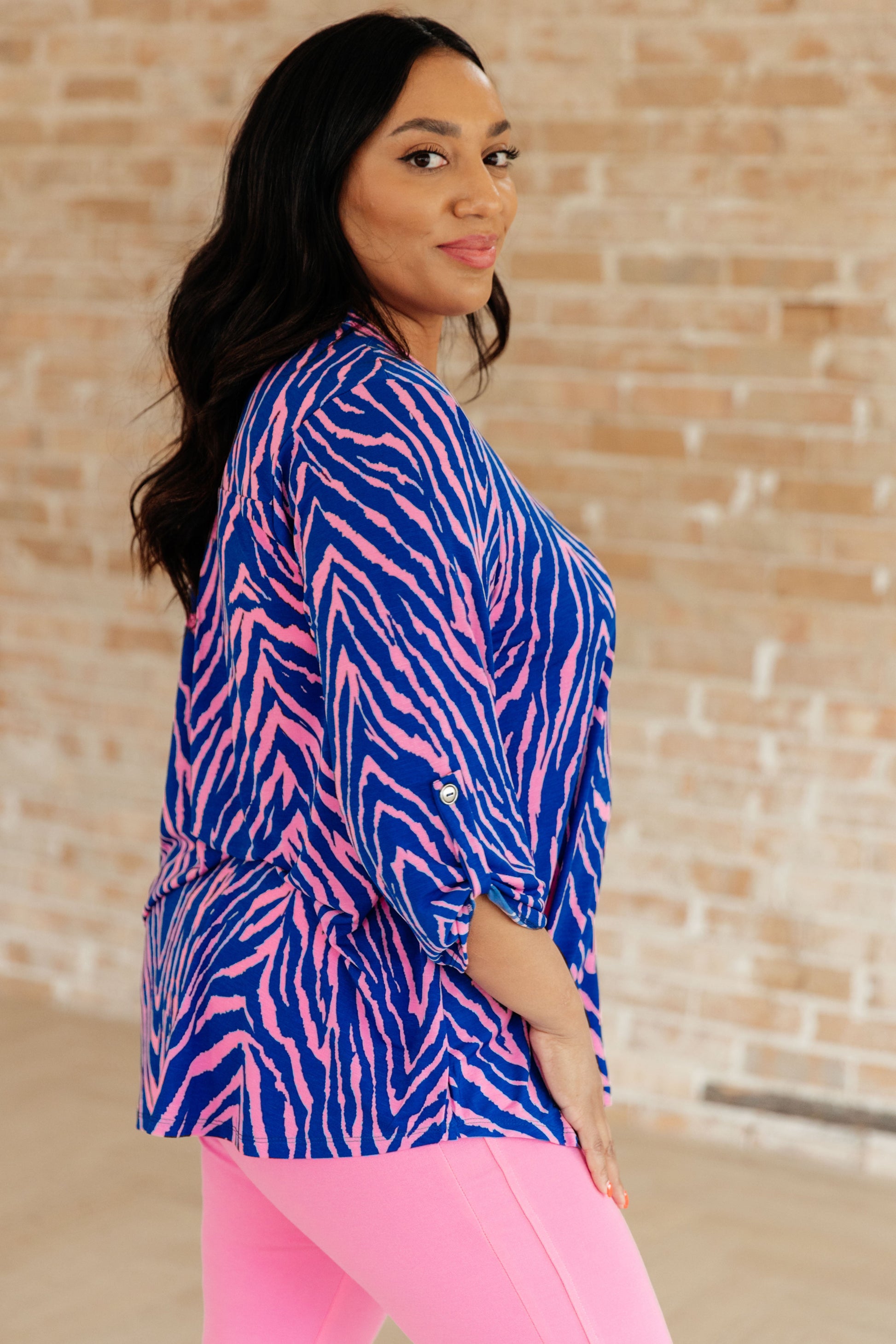 Lizzy Top in Blue Zebra - Dahlia Boutique