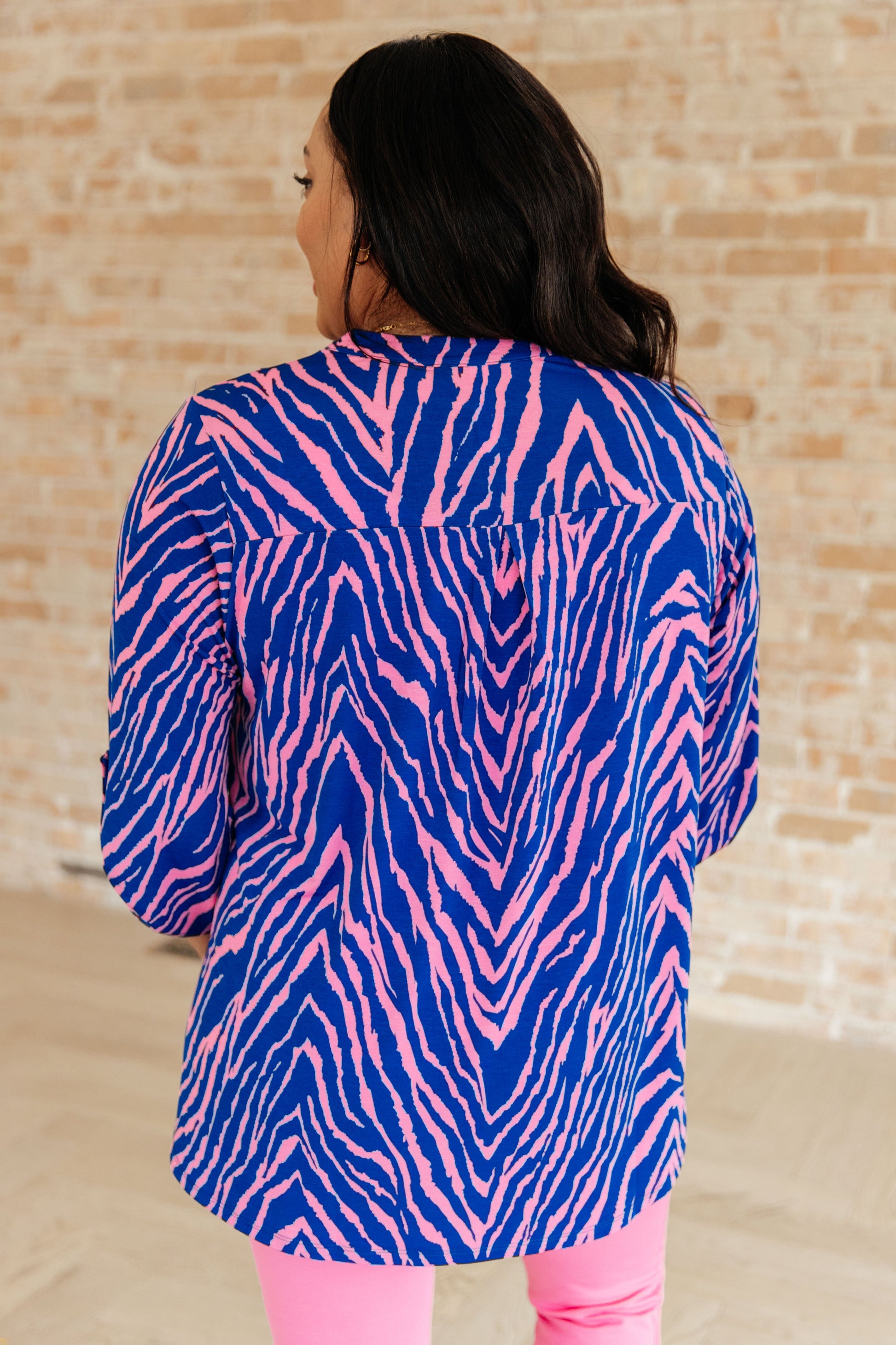 Lizzy Top in Blue Zebra - Dahlia Boutique