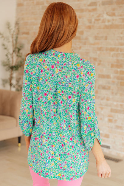 Lizzy Top in Emerald Floral - Dahlia Boutique