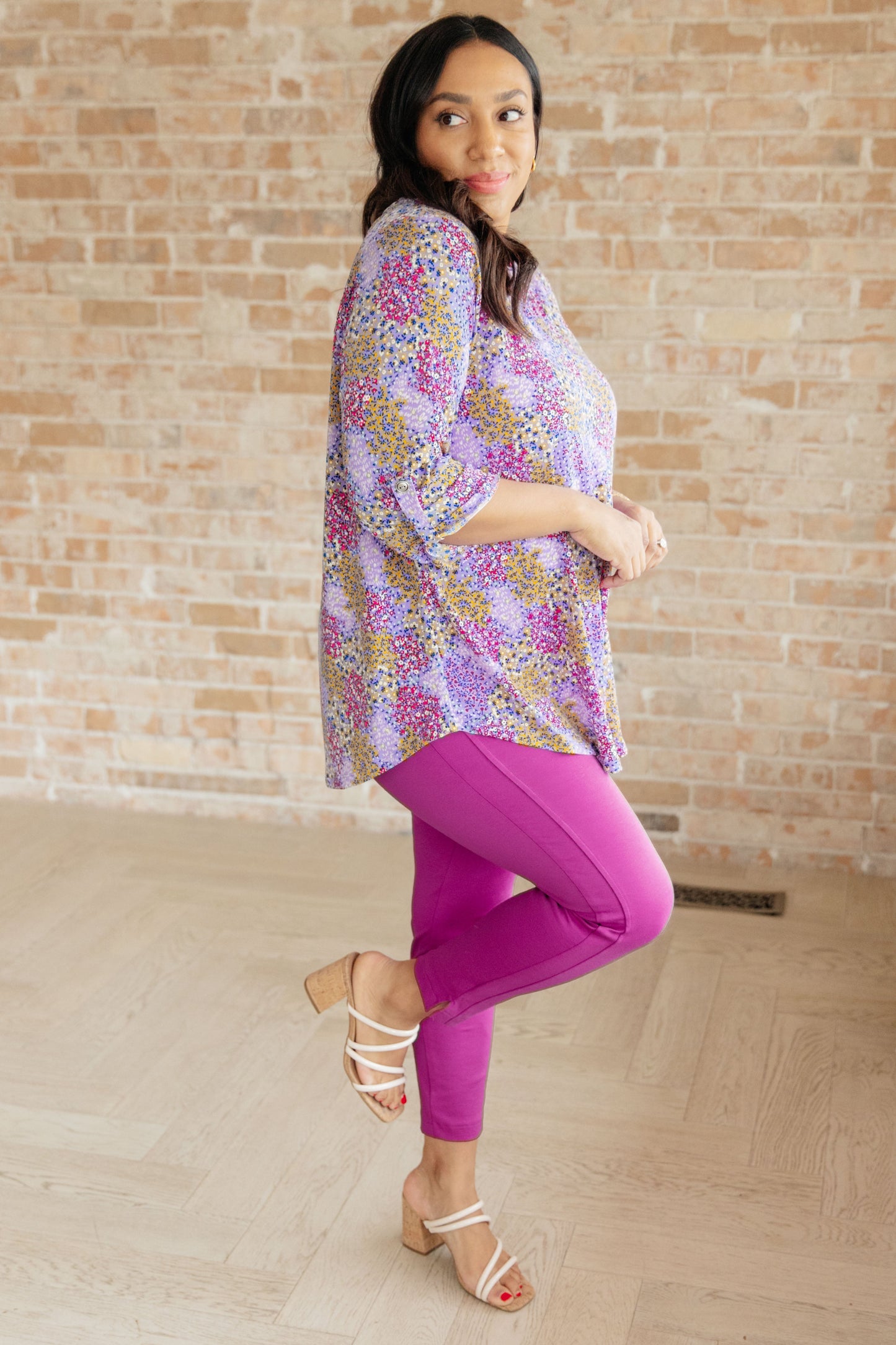 Lizzy Top in Lavender Ditsy Floral - Dahlia Boutique