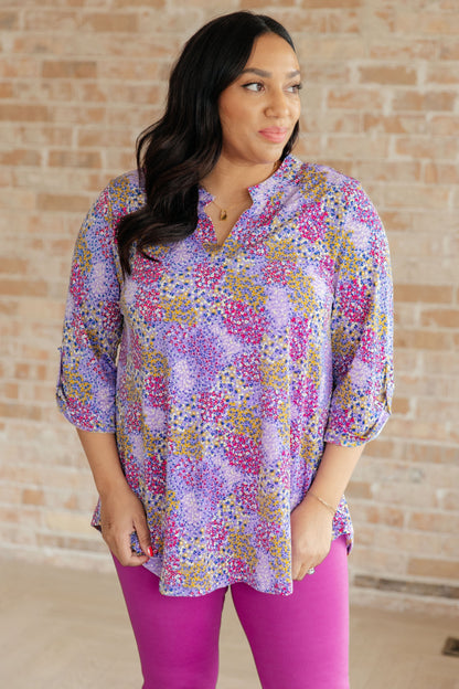 Lizzy Top in Lavender Ditsy Floral - Dahlia Boutique