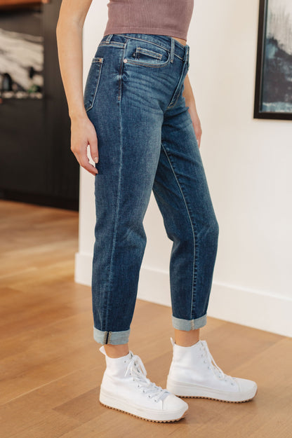 London Midrise Cuffed Boyfriend Jeans - Dahlia Boutique