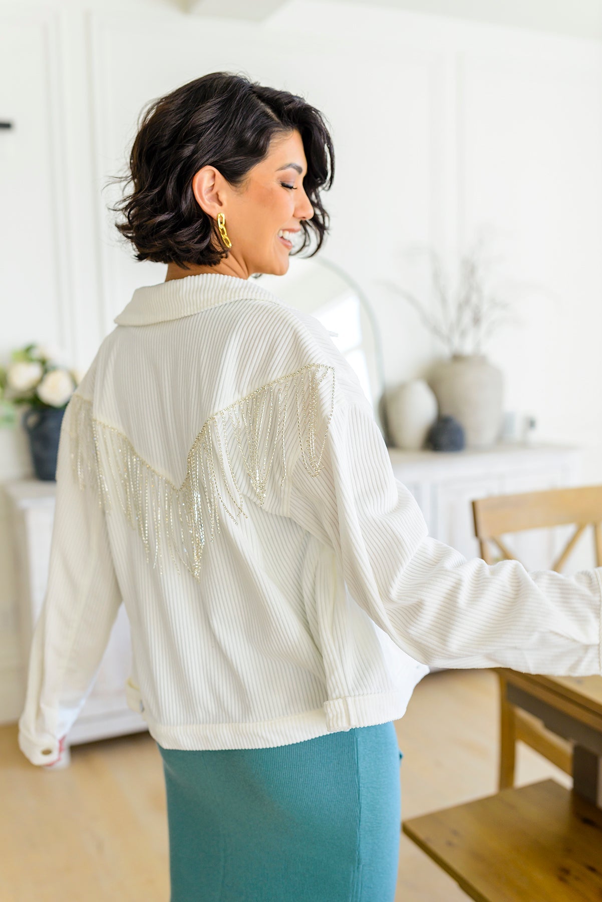 Loretta Rhinestone Fringe Jacket - Dahlia Boutique