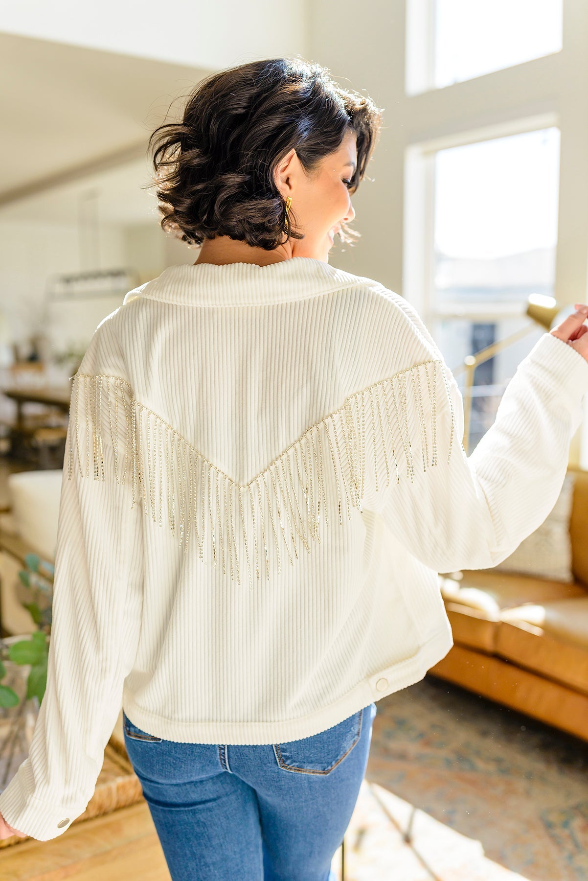 Loretta Rhinestone Fringe Jacket - Dahlia Boutique