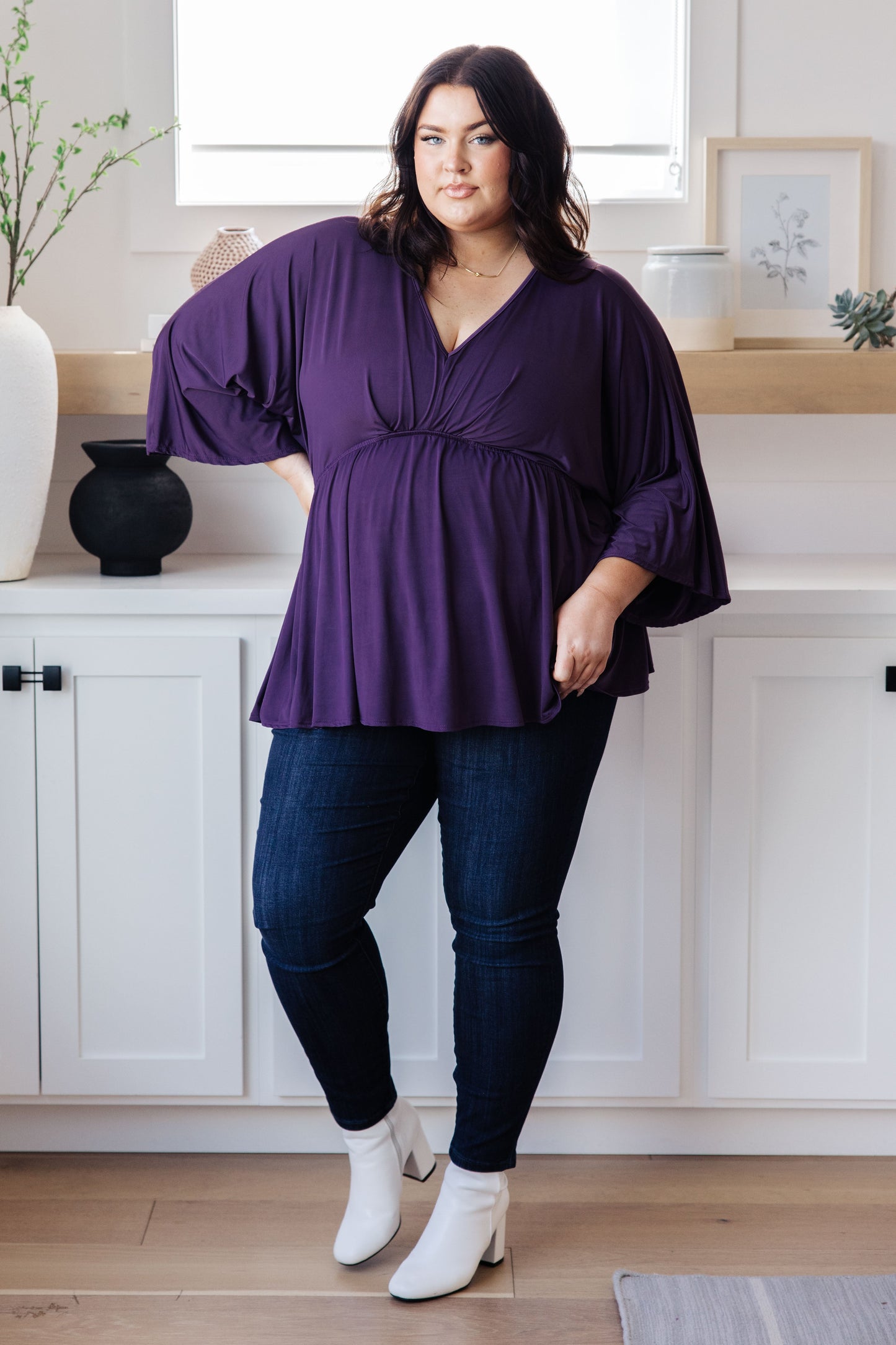 Love On The Line V-Neck Peplum Blouse - Dahlia Boutique