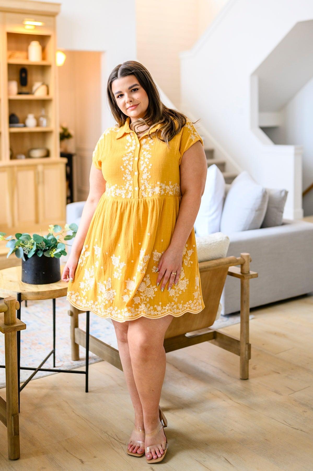 Marigold Embroidered Dress - Dahlia Boutique