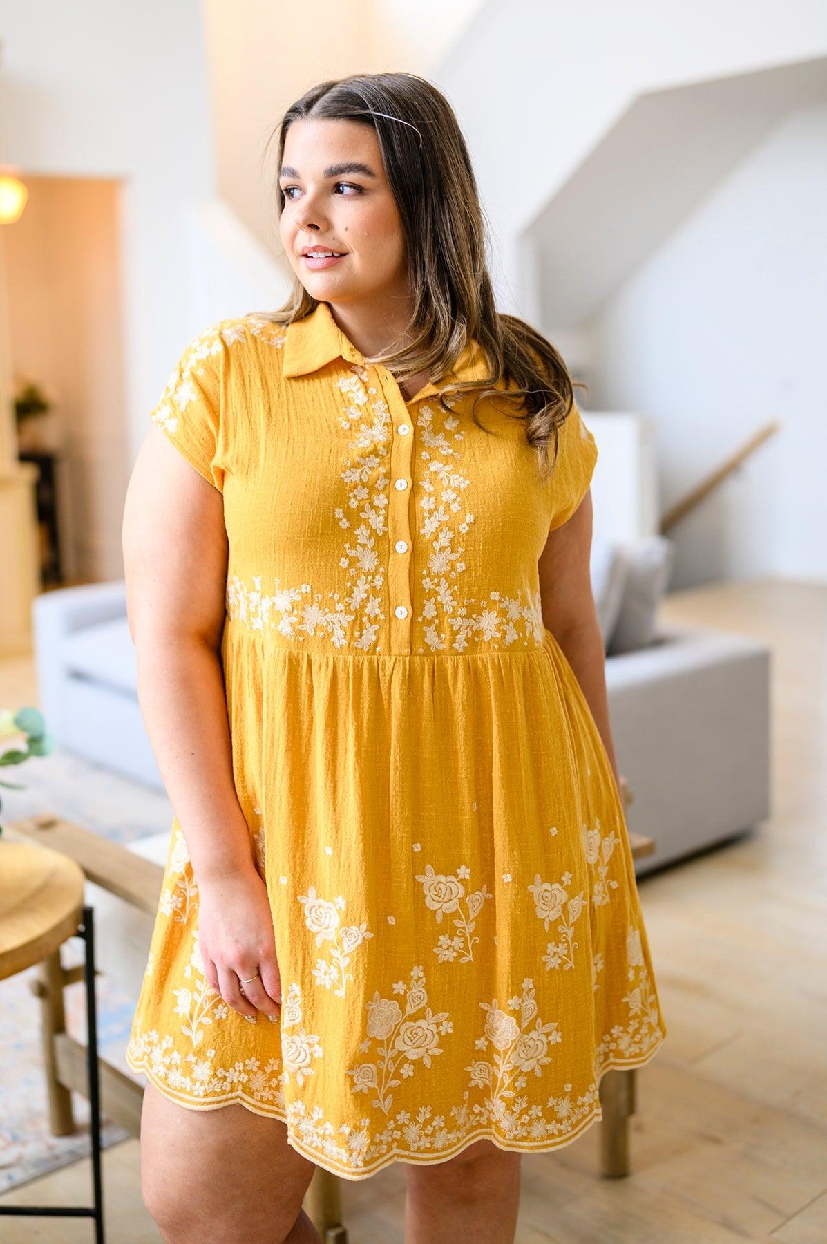 Marigold Embroidered Dress - Dahlia Boutique