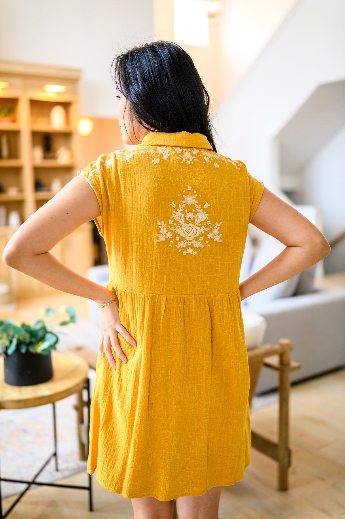 Marigold Embroidered Dress - Dahlia Boutique