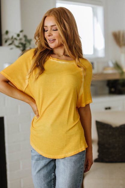 New Edition Mineral Wash T Shirt Yellow - Dahlia Boutique