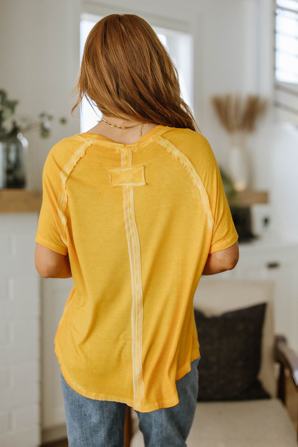 New Edition Mineral Wash T Shirt Yellow - Dahlia Boutique