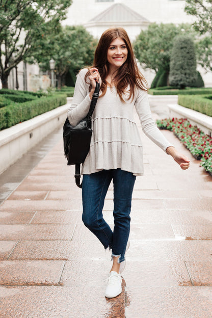 Nicely Done Tiered Top in Gray - Dahlia Boutique