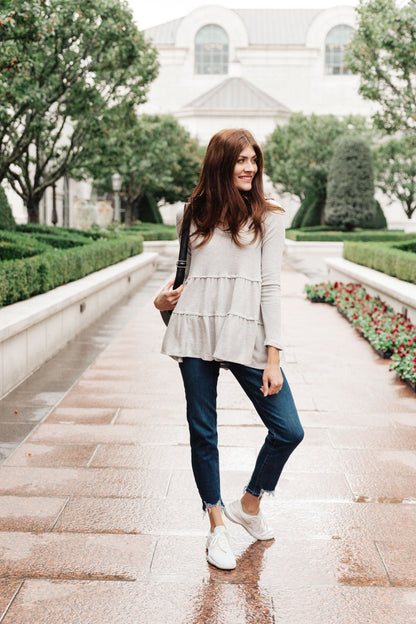 Nicely Done Tiered Top in Gray - Dahlia Boutique