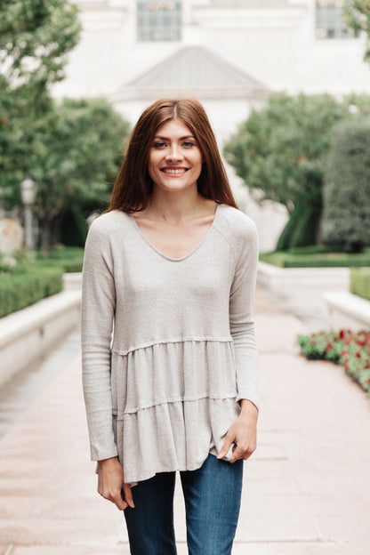 Nicely Done Tiered Top in Gray - Dahlia Boutique