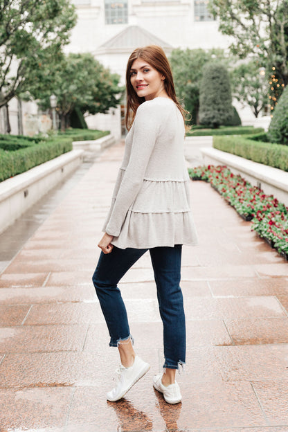 Nicely Done Tiered Top in Gray - Dahlia Boutique