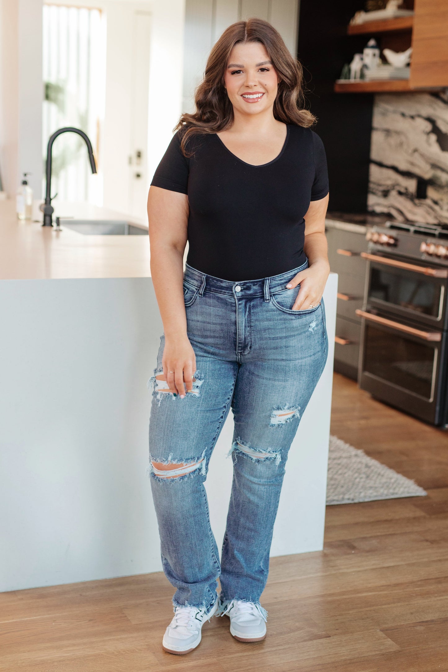 O'Hara Destroyed Straight Jeans - Dahlia Boutique