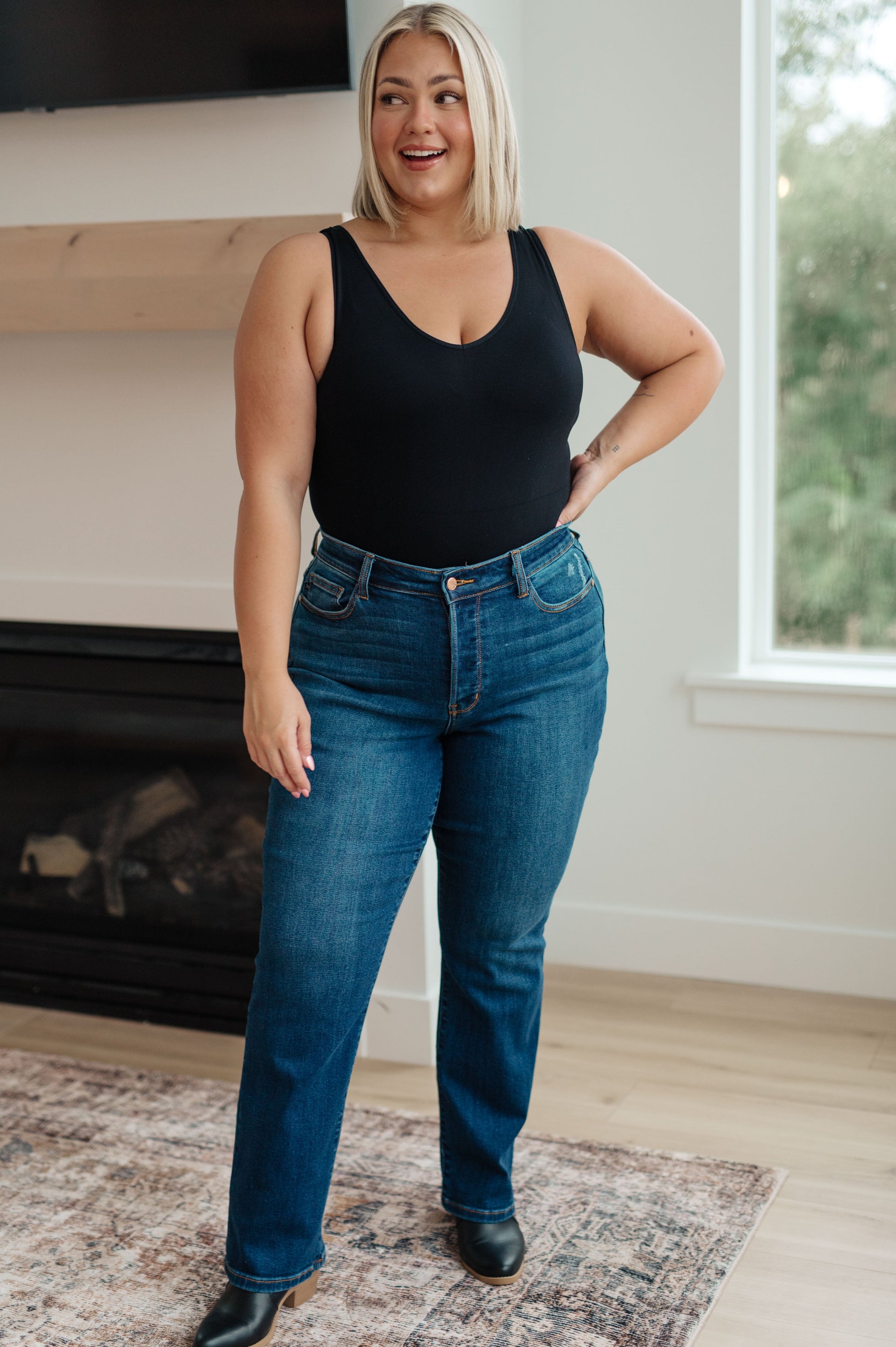 Pippa High Rise Button Fly Dad Jeans - Dahlia Boutique